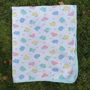 VTG Carter’s Pastel Farm Animals Baby Blanket Cow Sheep Pig Duck Cotton USA 90s